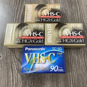 Lot of 4 New & SEALED Blank VHS-C Tapes / Maxell (3) Panasonic (1)